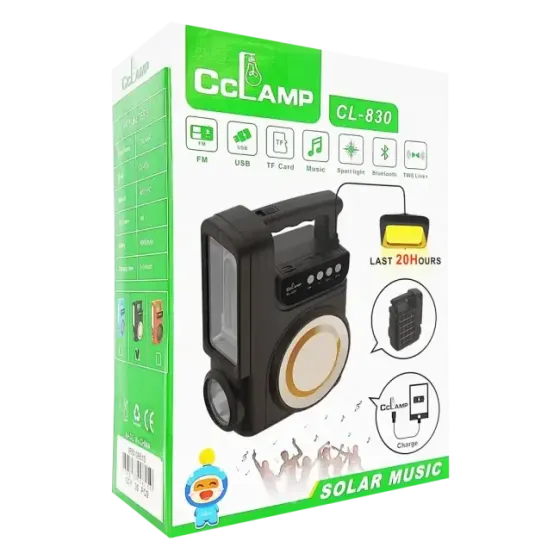 Фонарь на солнечной батарее с PowerBank и радио 4000мАч, FM, MP3, Bluetooth CL-830 / Переносной фонарь-колонка Одесса