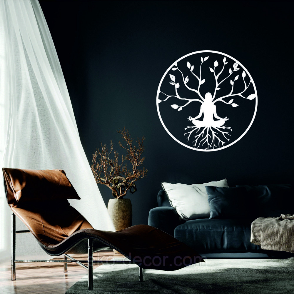 Декоративное настенное 3D Панно «ЙОГА» Декор на стену с объемом 90*90 см, Белый Киев - изображение 1