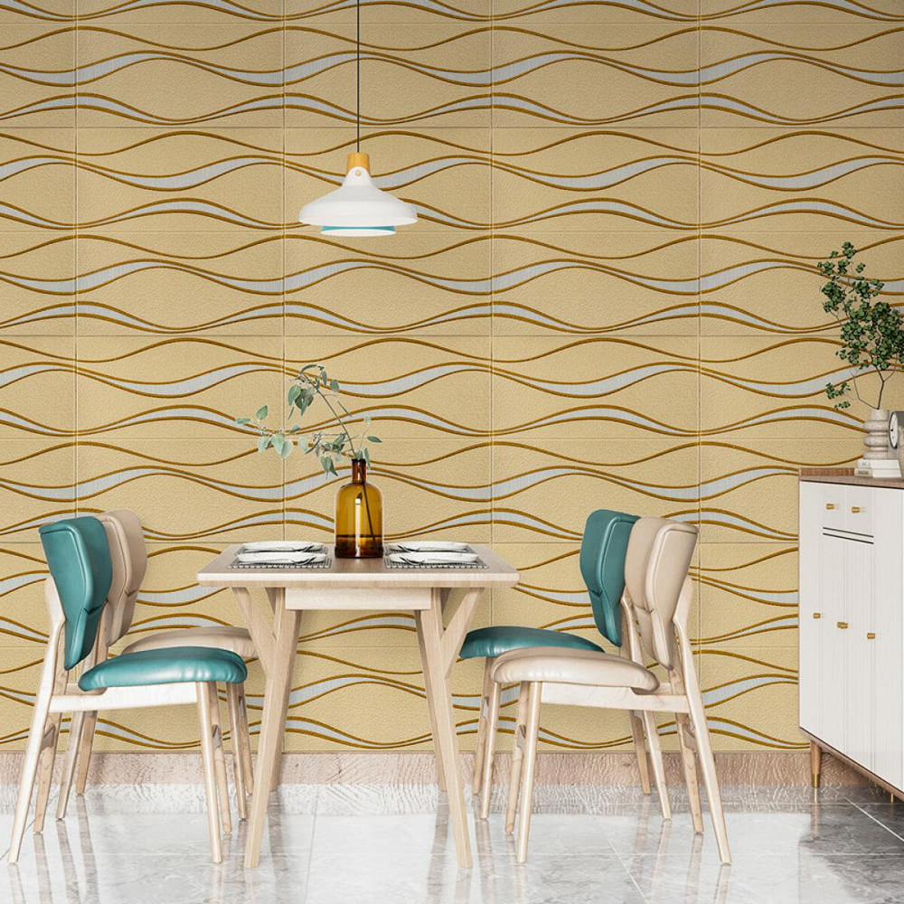 Самоклеющаяся 3D панель 700x700x5мм Золотые волны (194) SW-00000766 Днепр - изображение 5