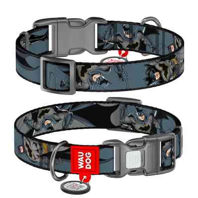 Ошейник для животных WAUDOG Nylon с QR паспортом "Тень Бэтмена", пластиковый фастекс, S (280-1078) Винница