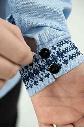 Вишиванка для хлопчиків, блакитна лляна топ Київ