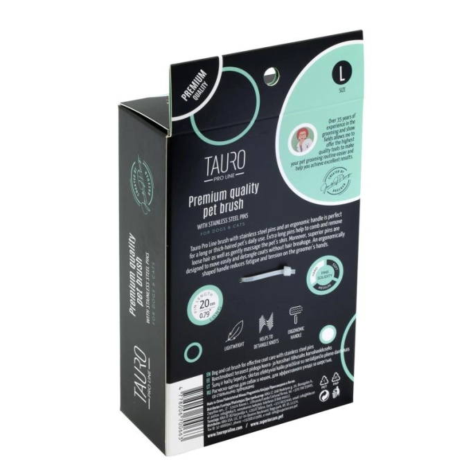 Tauro Pro Line Royal Щітка пластикова тонкі та жорсткі зубчики з нержавіючої сталі 20 мм, м'ятна, велика 17,5 x 10,6 x 6,2 см Київ - фото 6