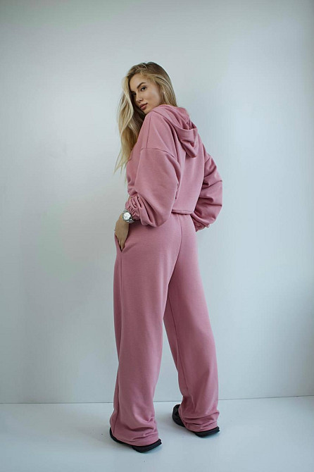 Женский трендовый базовый спортивный костюм двойка трехнить петля 46/48, Пудра Одесса - изображение 7
