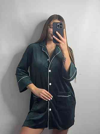 Женская рубашка-халат плюш-велюр Изумруд XS-S Харьков