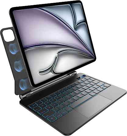 Клавиатурный чехол для iPad Air 11 (M3/M2) черный с трекпадом RGB подсветка магнитный универсальный кейс 11