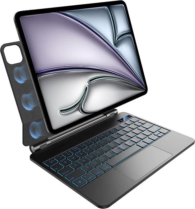 Клавіатурний чохол для iPad Air 11 (M3/M2) чорний з трекпадом RGB підсвітка магнітний універсальний кейс 11 дюймів Київ - фото 1