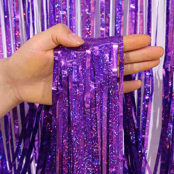 Дощик для фотозони з голограмою прикраса 245 см на 92 см фіолетовий Київ