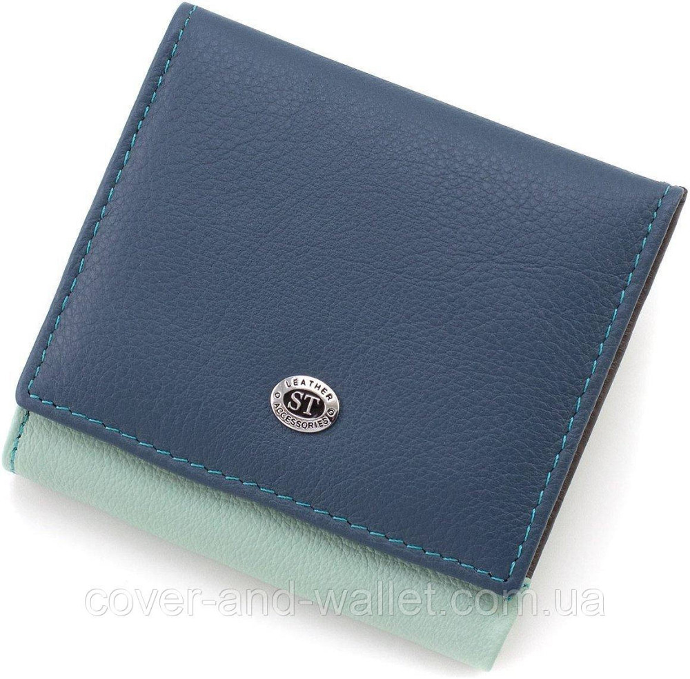 Бирюзовый женский кошелек маленького размера на магнитах из натуральной кожи ST Leather Киев - изображение 1