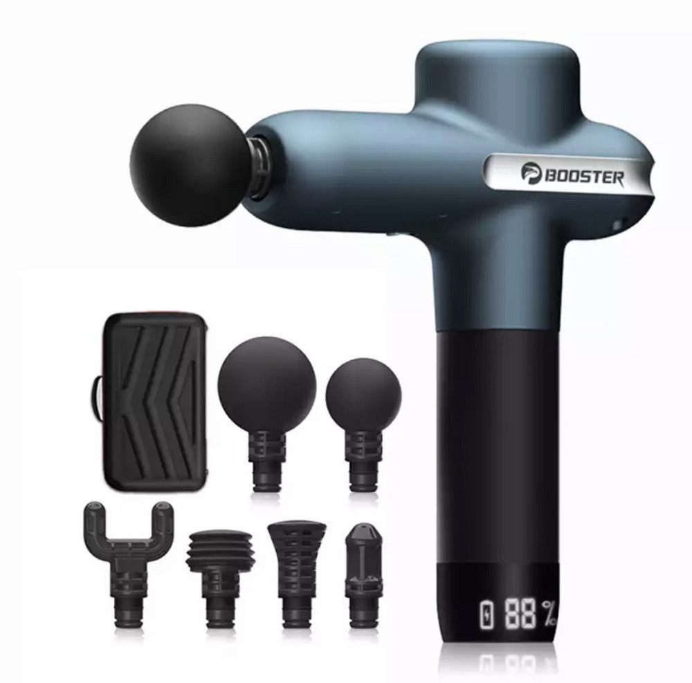 Перкусійний масажний пістолет Lightsaber Booster U1 М'язовий масажер (6 насадок) 2500 мА·год Синій Вінниця - фото 2