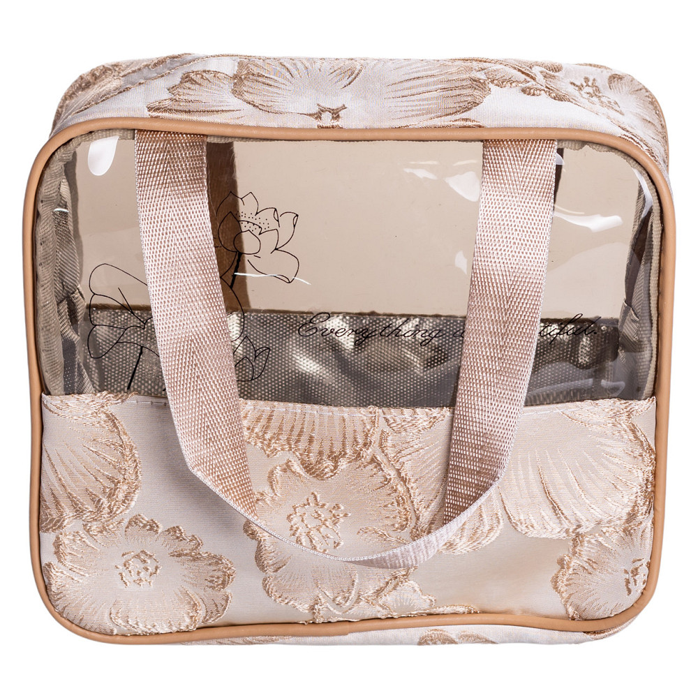 Набір прозорих жіночих косметичок для дому 2 (шт) дорожня косметичка в сумку для косметики, макіяжу, ліків, пензлів Бежевий HP-16-1KBE Коломия - фото 7