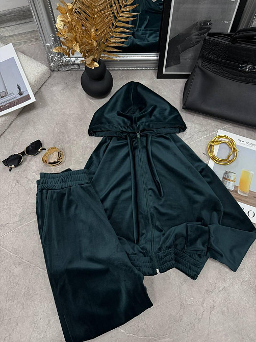 Женский повседневный велюровый костюм двойка: кофта и штаны Бутылка, 46/48 Одесса - изображение 4