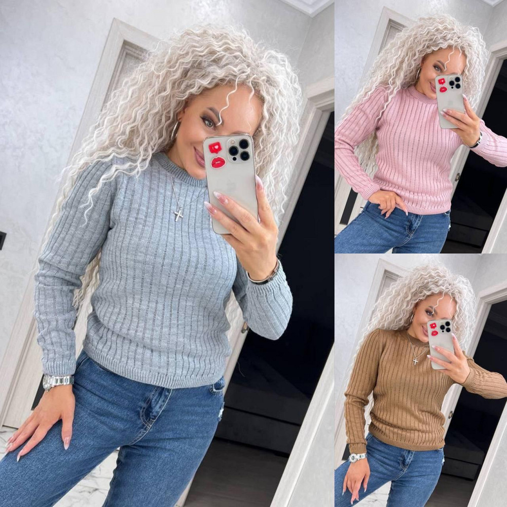 Женский модный вязаный свитер однотонный..42-48р Київ - фото 3