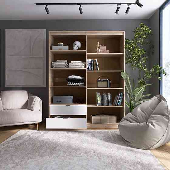 Шкаф распашной для одежды с выдвижными ящиками (полки - полки) Эверест Сити-1600 160,2х50х204,6 см Дуб сонома/Белый (DTM-071122) Львов