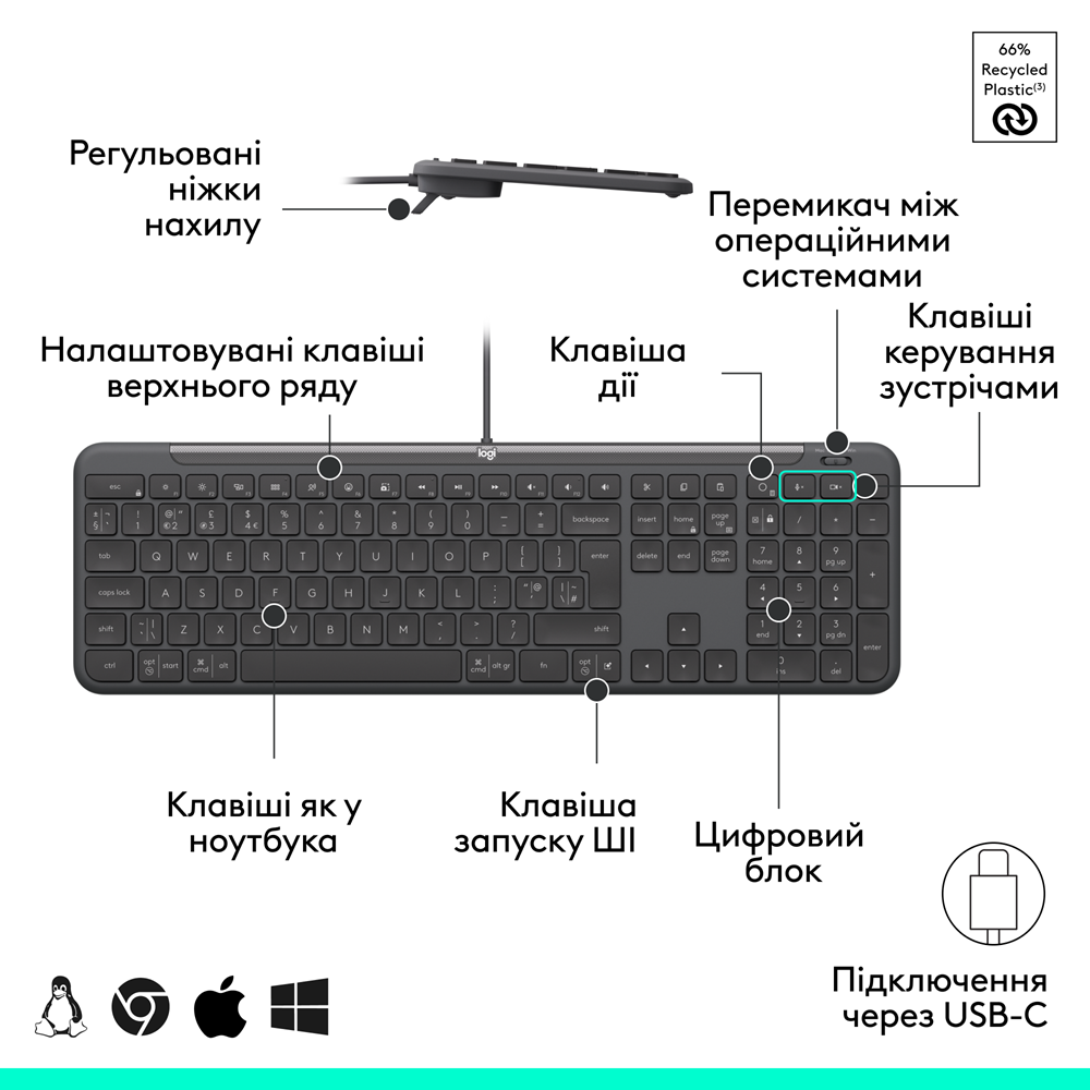 IT набір Logitech Signature Slim MK620 Wired Combo for Business - GRAPHITE (920-013349) (7129739) Киев - изображение 8