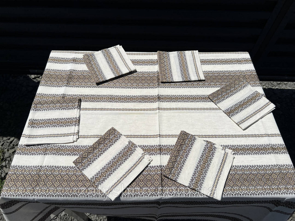 Вишита скатертина з серветками кавова Київ - фото 6