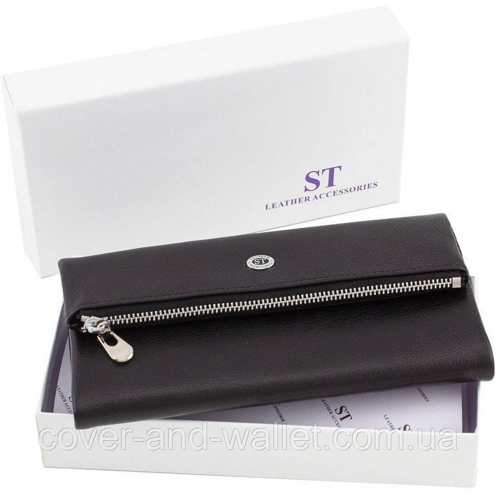 Модный женский длинный кожаный кошелек черного цвета ST Leather 269 Киев - изображение 6