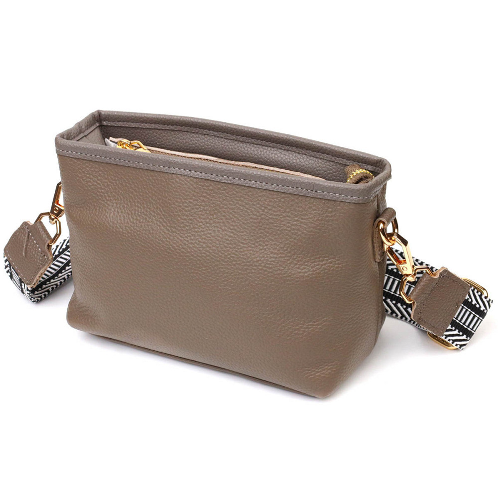 Компактная сумка на плечо из натуральной кожи 22098 Vintage Серая Киев - изображение 2