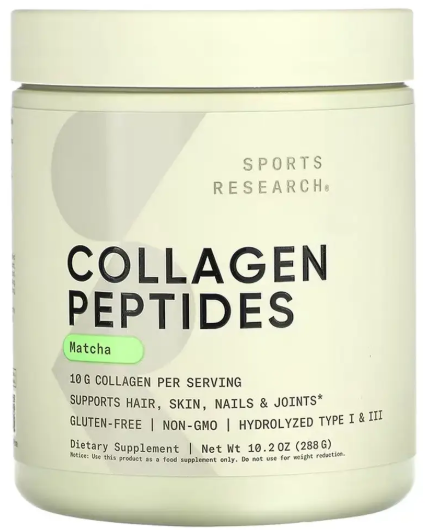 Пептиди колагену гідролізовані Sport Research Collagen Peptides Organic Matcha 288g зелений чай матча Київ - фото 3