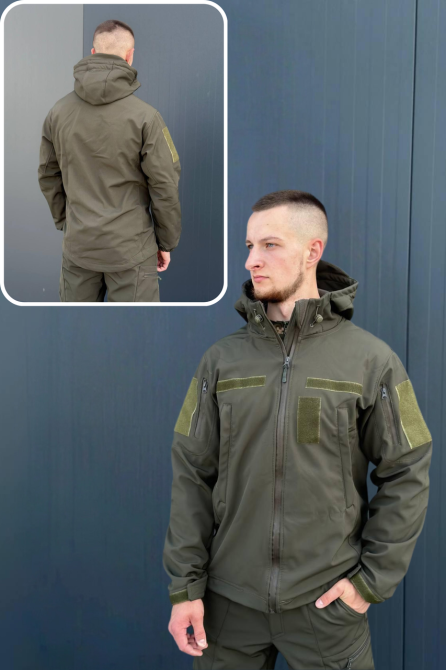 Тактическая ветрозащитная куртка оливкового цвета осенняя штурмовая водоотталкивающая куртка для военнос   M Львов - изображение 1
