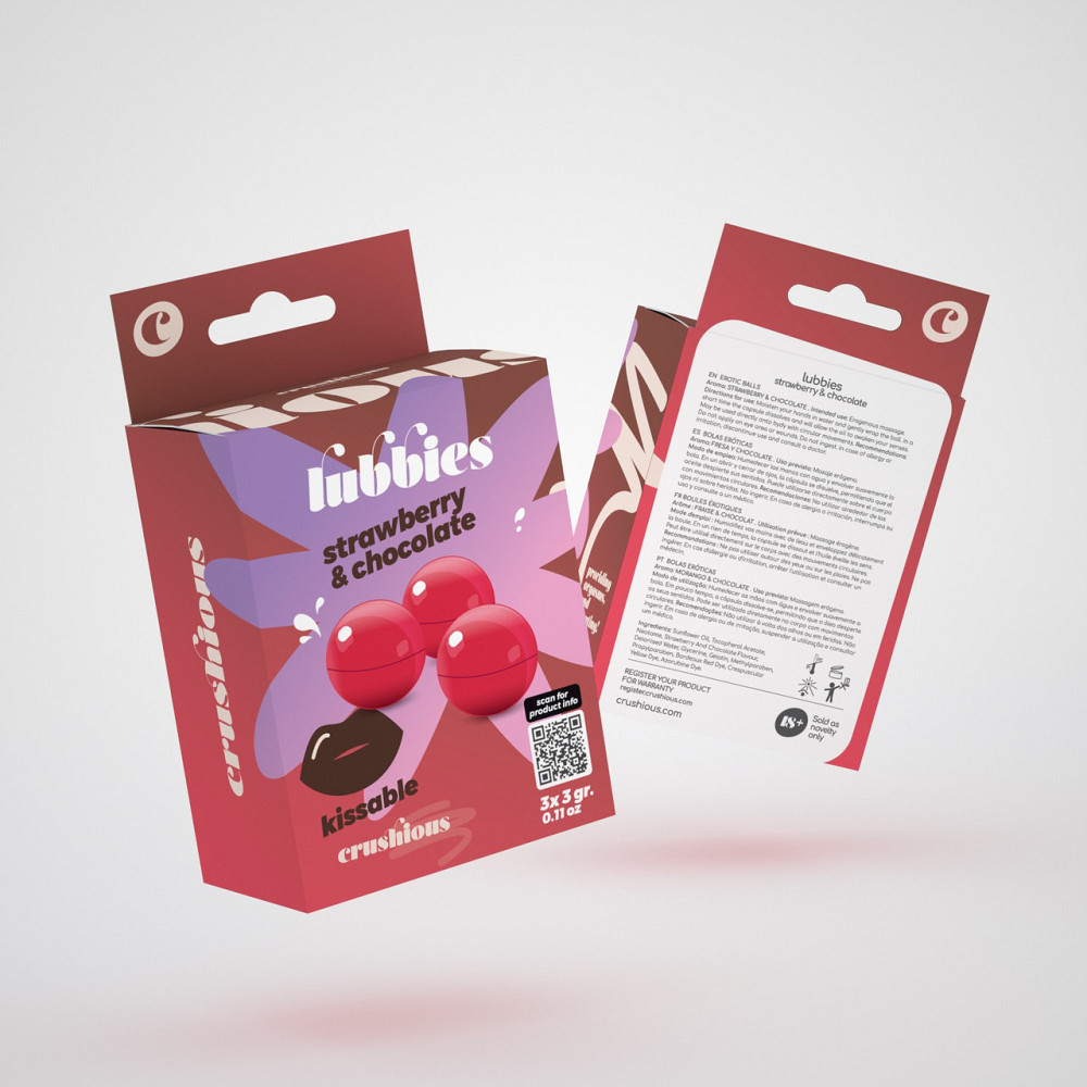 Кульки для масажу Crushious Lubbies зі смаком полуниці та шоколаду, 3 шт Sex Aura Київ - фото 6
