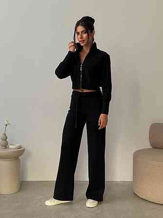 Жіночий базовий теплий костюм: кофта та штани щільна ангора в'язання Чорний, 42/44 Одеса