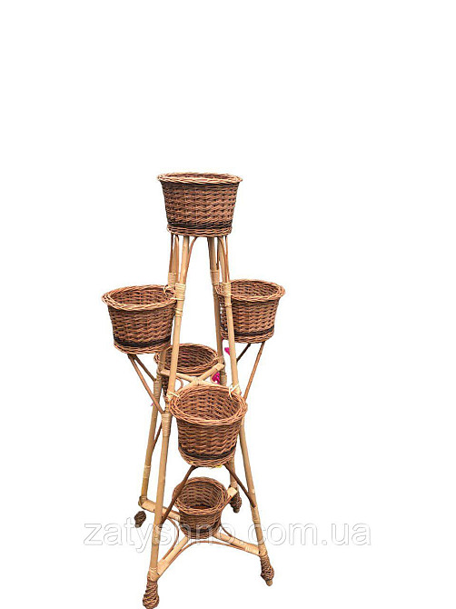 Підставка під квіти на 5 горщиків плетена. Київ - фото 3