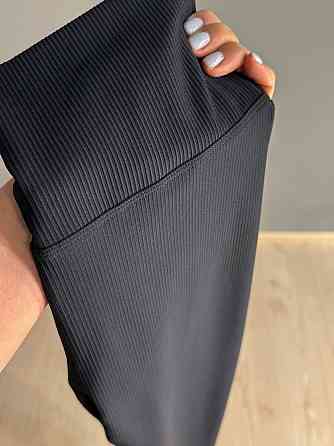 Лосини жіночі A-N 26001 в рубчик з широким поясом чорні, чорний, S Київ