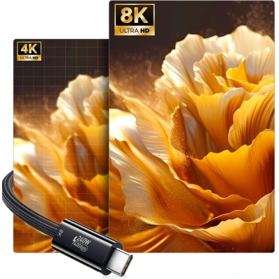 Дата кабель USB-C to USB-C 1.0m Thunderbolt 4 240W 8K60Hz black Essager (EXCTT4-PL01-P) Вінниця - фото 6