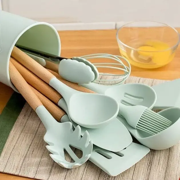 Набор кухонных принадлежностей силиконовый Kitchen Set RB-2239 бирюзовый (12 предметов) Коломыя - изображение 2