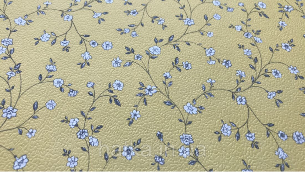 Шпалери вінілові на флізелін Petite Fleur 4 Rasch Texti 289206 на жовтому тлі білі квіти сірі гілочки Київ - фото 2