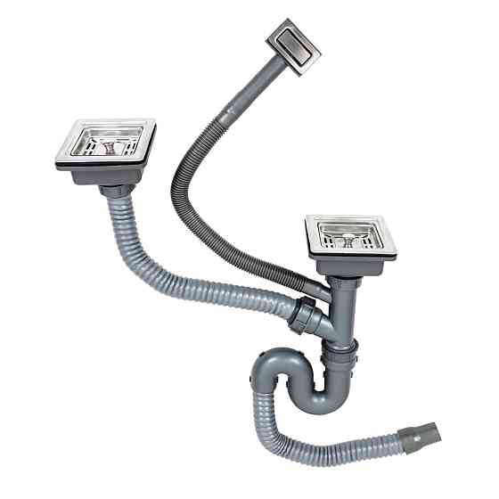 PLATINUM Сифон подвійний для мийок Handmade (квадратний сифон,квадратний перелив) Киев