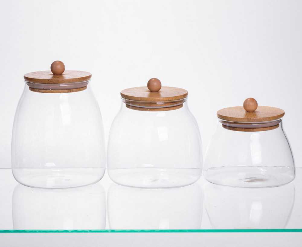 Yiwu Набір банок для сипучих продуктів 3 штуки 0.5/0.8/1 л з бамбуковими кришками 64486-57 Коломия - фото 3