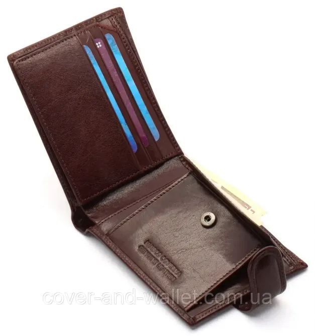 Солідний коричневий чоловічий гаманець з натуральної шкіри Marco Coverna BK047-801 Київ - фото 9