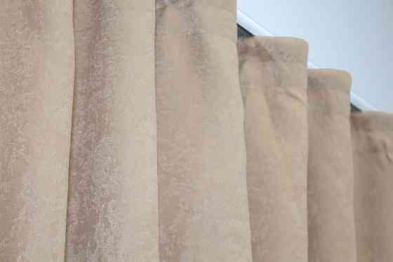 Кухонные шторы VR-Textil № 073к с ламбрекеном и подхватами светло-оливковый с песочным 270х170 см (52-0475) Киев