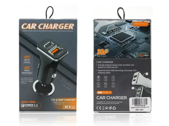 Зарядний пристрій 12В 3,0А 20Вт QC3.0 USBx1 Type-Cx1 YY-C04 Київ