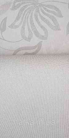 Шпалери вінілові на флізеліні Grandeco Universe метрові однотонні під тканину дрібна крапка пісочні із зеленим Київ