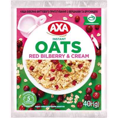 Пища быстрого приготовления АХА Каша Овсяная со сливками и брусникой 40 г (4820008128485) Винница