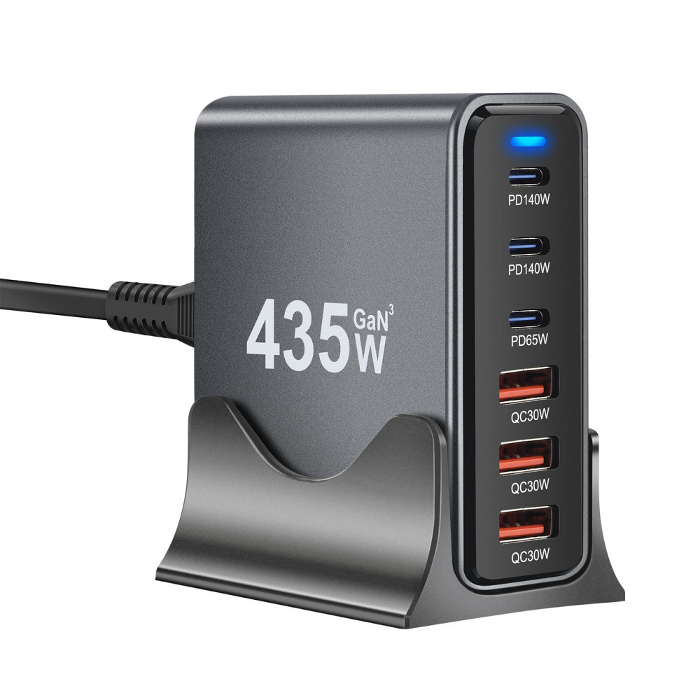 Сетевое зарядное устройство Gan 3C3A-435W (2Type-C-140W+1Type-C-65W+3USBQC3.0-30W) Серый Винница - изображение 5