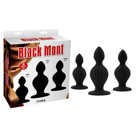 Набор больших анальных пробок Chisa Black Mont с разным рельефом, черный Sex Aura Киев