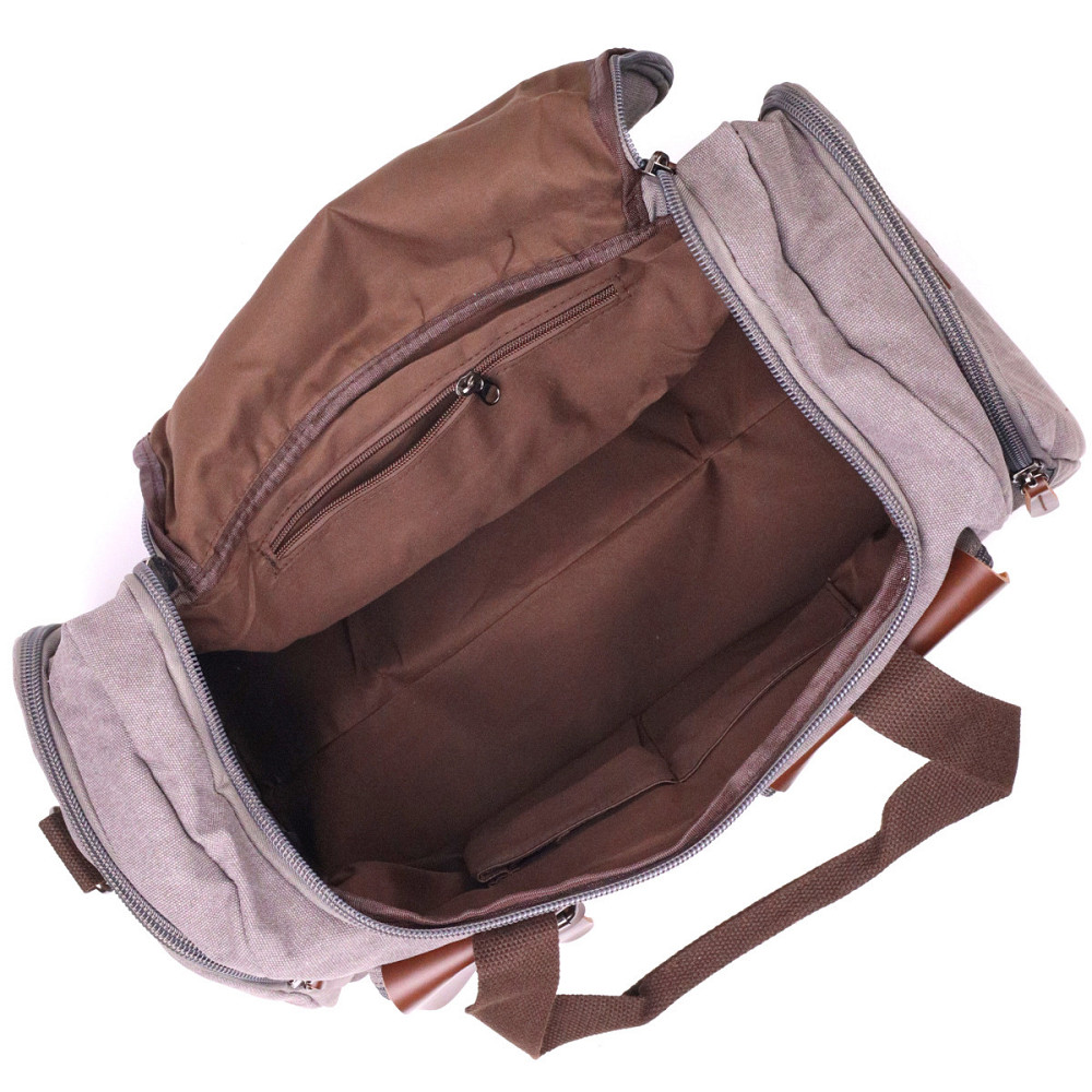 Вместительная дорожная сумка из качественного текстиля 21238 Vintage Серая Киев - изображение 8