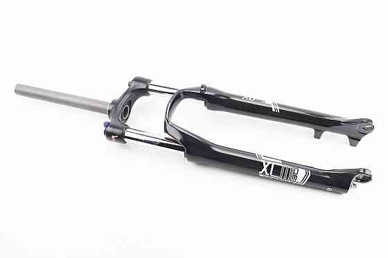 Вилка 27,5" амортизаційна, без різьби 1-1/8" (28,6мм), шток 255мм, з ходом 100мм, Disk-brake, пружинно-оливна, Lockout, алюмінієва, чорна SF Київ