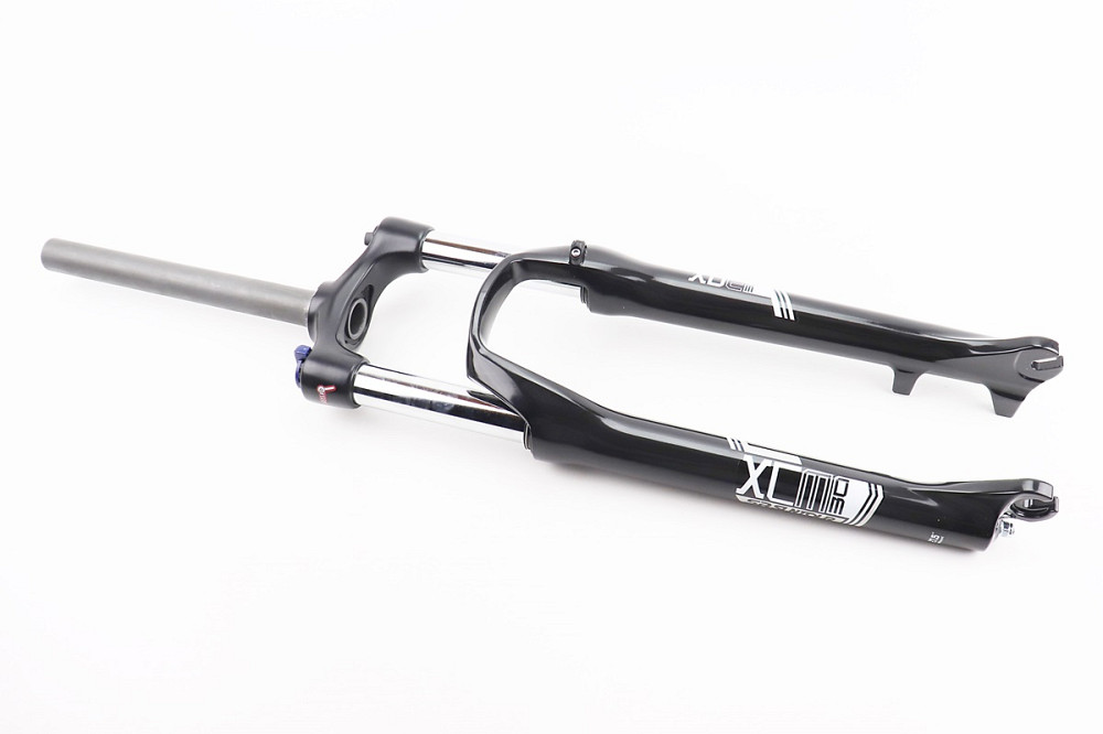 Вилка 27,5" амортизаційна, без різьби 1-1/8" (28,6мм), шток 255мм, з ходом 100мм, Disk-brake, пружинно-оливна, Lockout, алюмінієва, чорна SF Київ - фото 1