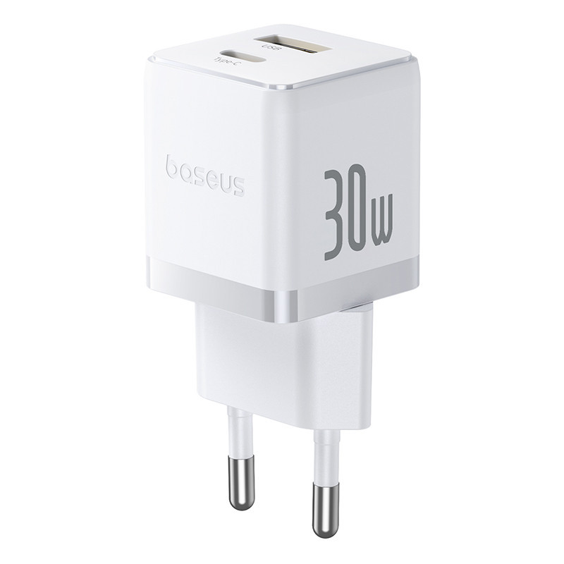 Мережевий зарядний пристрій з кабелем Baseus Palm Fast Charger C+U 30W EU Moon White (with USB-C to USB-C 60W Одеса - фото 3