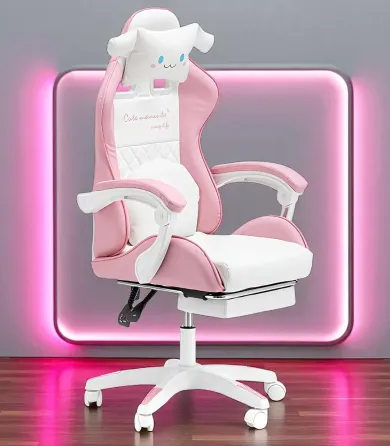 Геймерское кресло для девочек G892 | Розовое кресло с подушками и подставкой для ног Львов