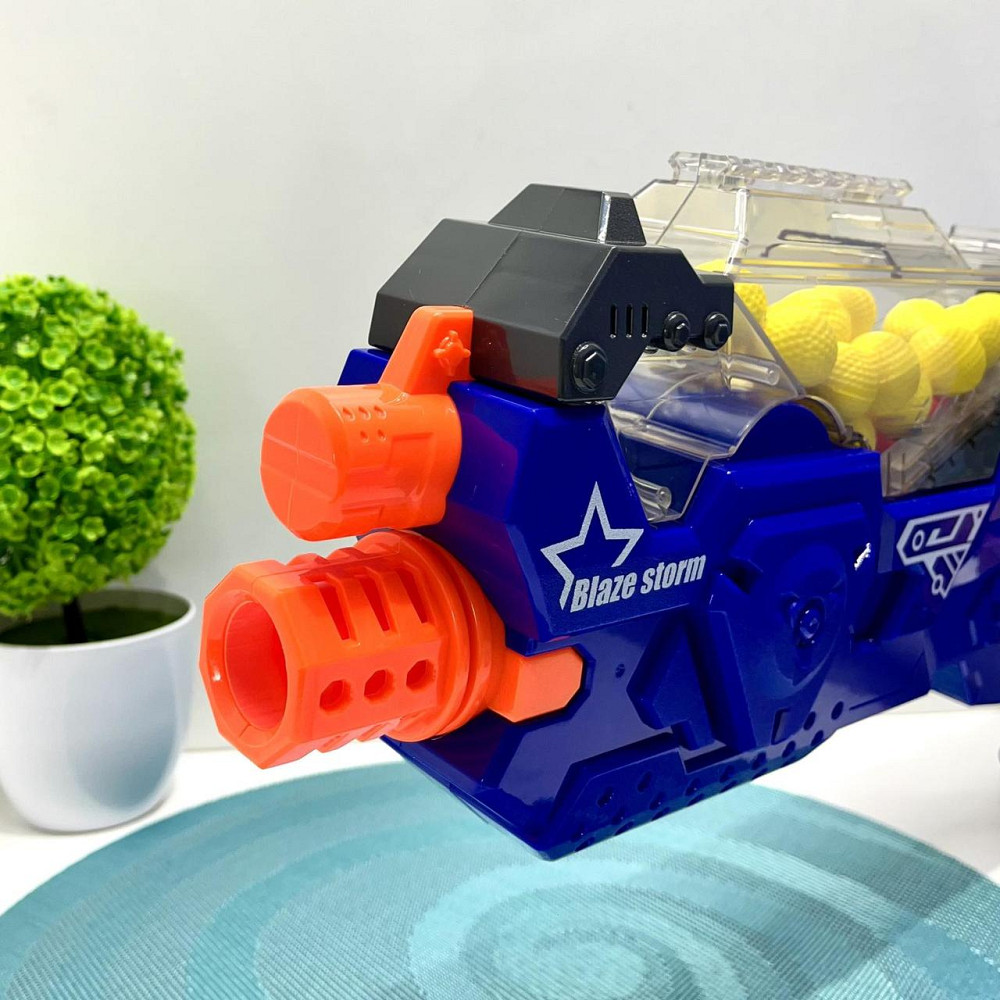 Автомат іграшковий на батарейці Ігровий Бластер стріляє м'якими кульками 56см Синій (ZC7109) Чернигов - изображение 5