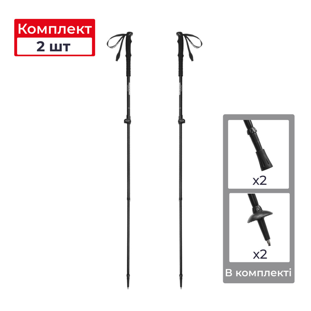 Трекінгові телескопічні палиці 2шт Naturehike CNK2550DS010 Sunlit Terk Base, 60-135 см, чорна Київ - фото 8