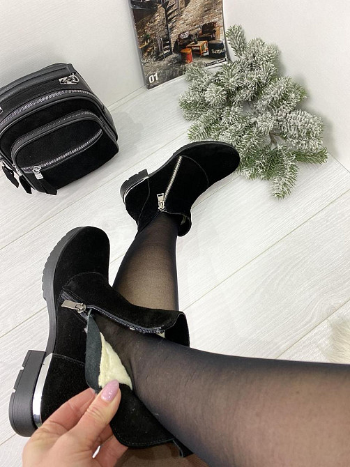 Черевики жіночі D and V чорні замша зима висота 14см (2201) Коломыя - изображение 2