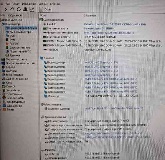 Ноутбук: Lenovo 15ITH6H (Core i7 - 11800H, 32Gb, RTX3070, SSD 1TB, IPS 165Hz.) Київ