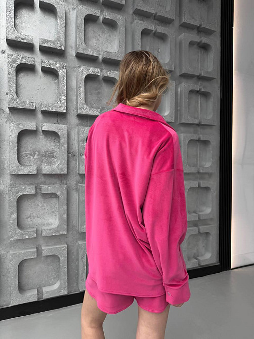 Женский стильный прогулочный велюровый костюм двойка Малина Одесса - изображение 3