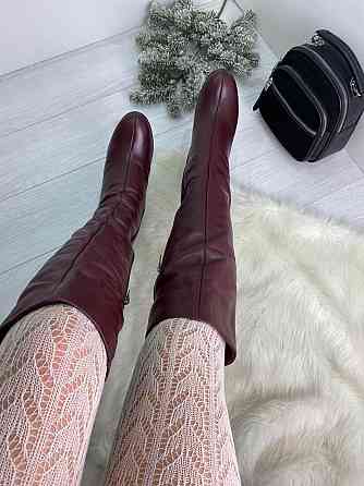 Stepter Чоботи зимові жіночі з натуральної шкіри на підборах бордові 657 р. 36-40 / Чоботи на з Коломия